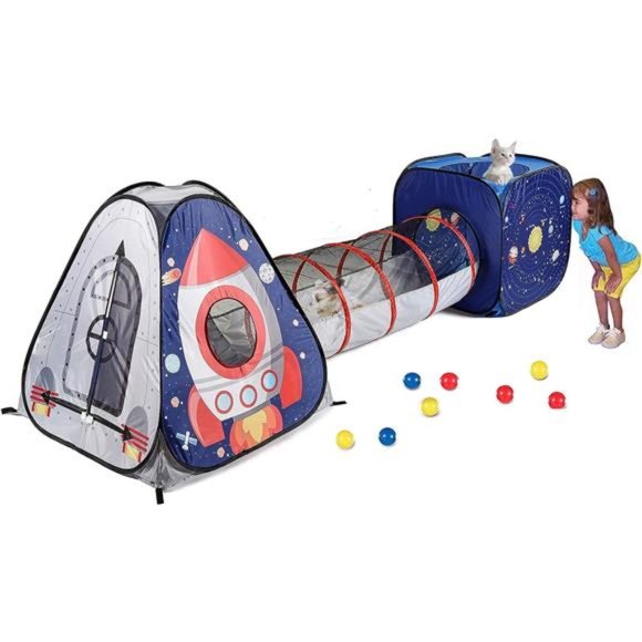 3pc Space Astronaut Pop Up Play Tents with Tunnels for Kids, Boys, Girls, Babies - Picture 1 of 7